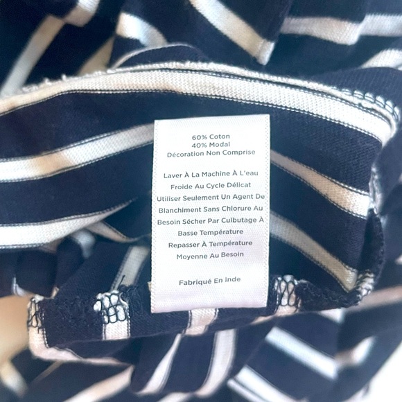 NWT Talbots Small 3 Quarter Sleeve striped blouse with floral embroidery - Picture 10 of 11